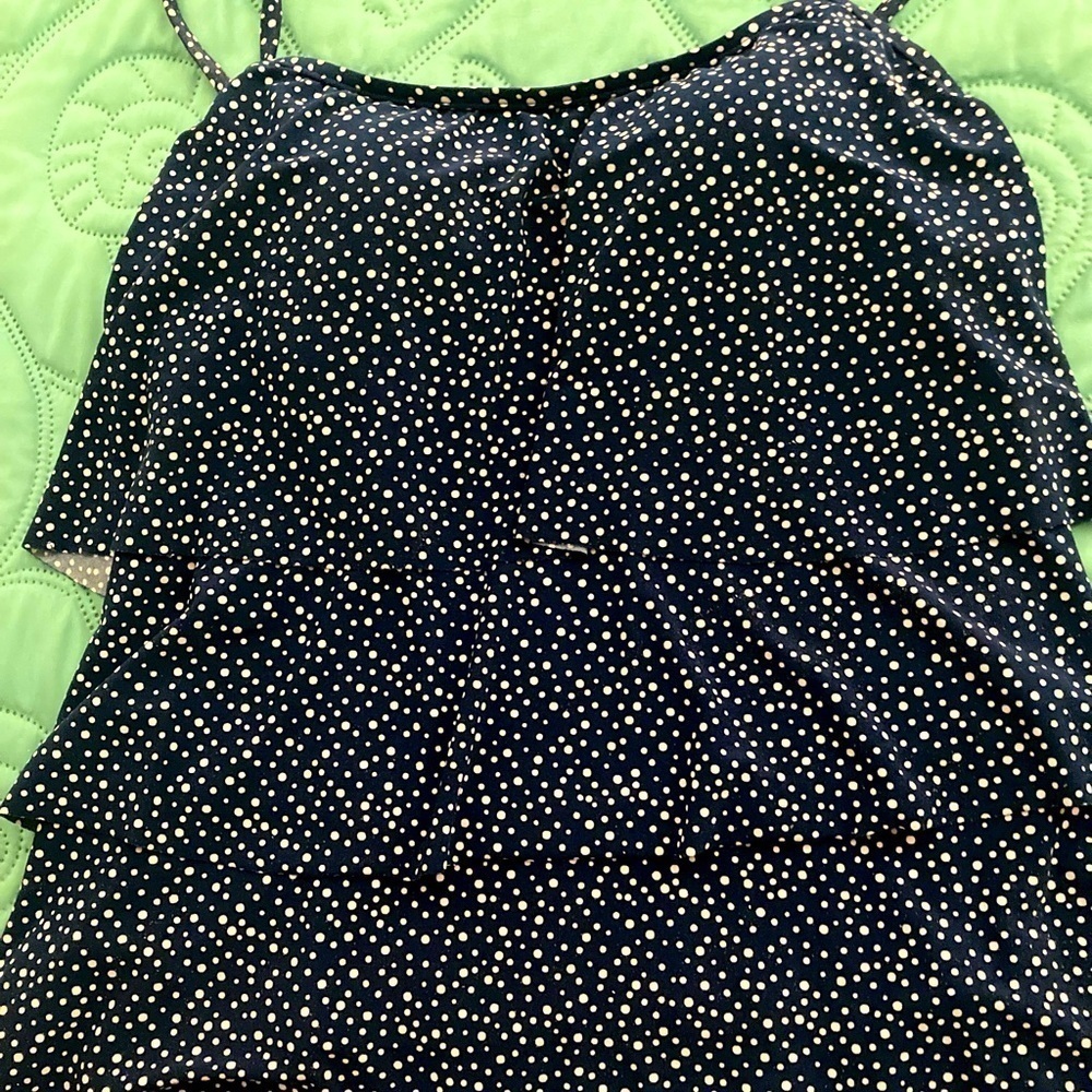 Bathing suit top only, sz 16, fits like a 14.  3 tiers Navy Never worn